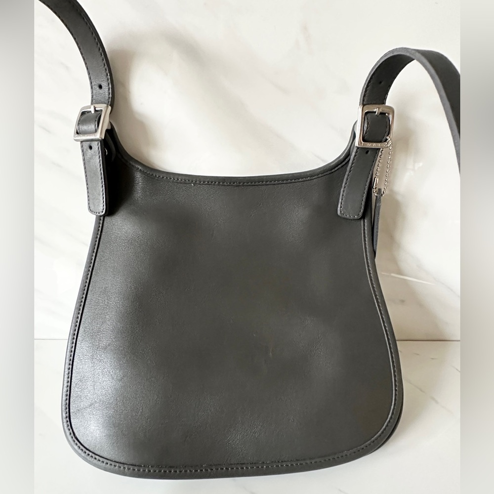 Vintage Coach Grey Hippie flap crossbody slim saddle